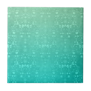 Aquamarine Verde Menta Azul Turquesa Padrão Damask