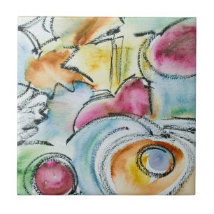 Aquarela Abstrata Pintada à Mão de Inverno