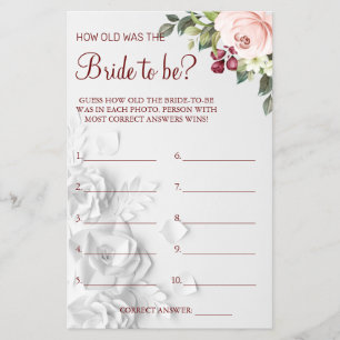 Aquarela  Adivinhe a idade dela cartão de jogo de 