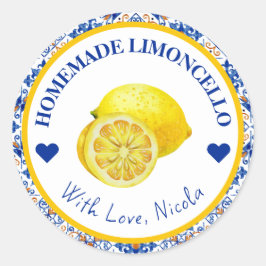Aquarela Amarelo & Azul Etiqueta de Limoncello Cas