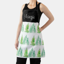 Aquarela Árvore Natal Apron Pine Doodle