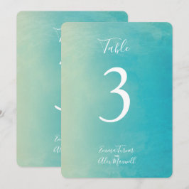 Aquarela Azul | Cartões de número de mesa
