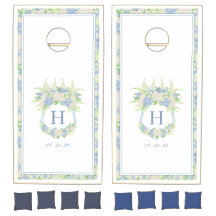 Aquarela Azul e Branco Hydrangea Crest