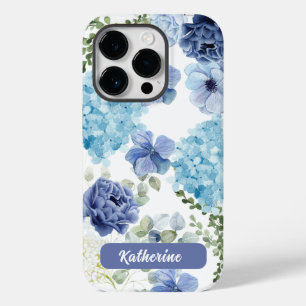 Aquarela azul floral na moda