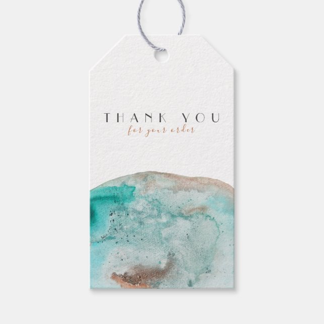 Aquarela | Azul | Obrigado | Etiquetas para presen (Frente)