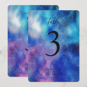 Aquarela Azul Ousada   Cartões de número de mesa