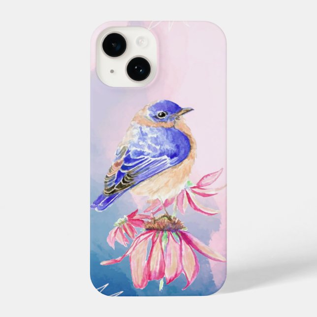 Aquarela Bluebird Garden Bird Nature Art (Verso)