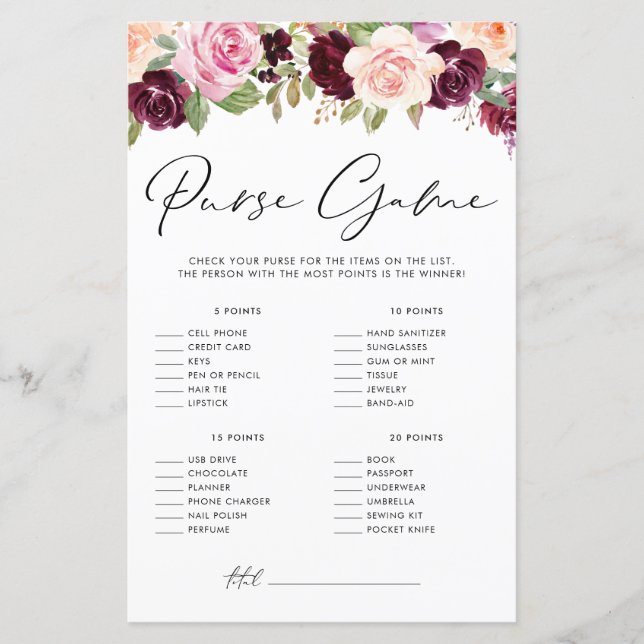 Aquarela Borgonha e Pêssego - Jogo de Bolsa (Frente)