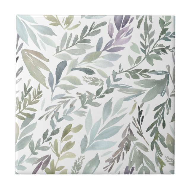 Aquarela Botânica Azul Verde Elegante (Frente)