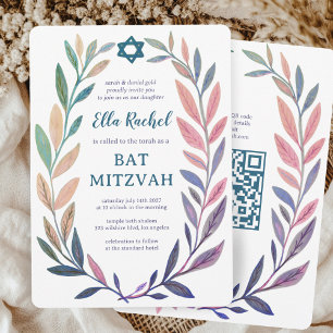 Aquarela Botânica CONVITE QR Bar Mitzvah Personali