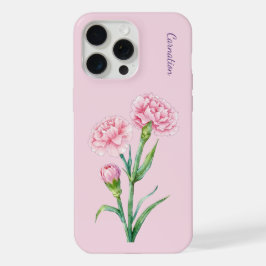 Aquarela Botânica de Cravo Rosa com Nome Personali