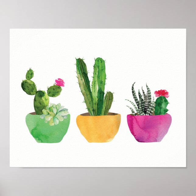 Aquarela Cactus e Impressão Suculto (Frente)