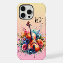 Aquarela Cello e Flores Personalizadas