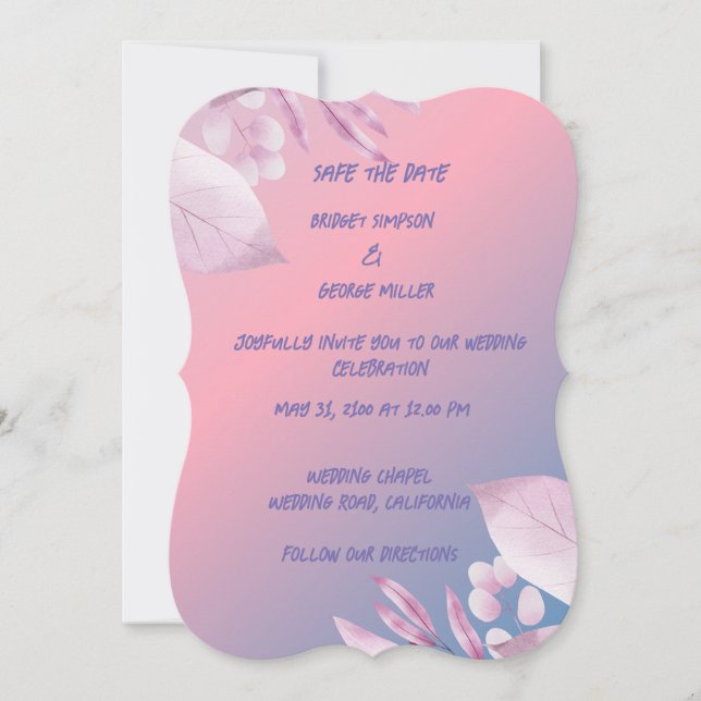 aquarela cereja floresce a salvo a data do casamen (Frente)