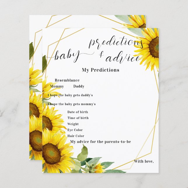 Aquarela Chá de fraldas de girassol Folheto (Frente/Verso)