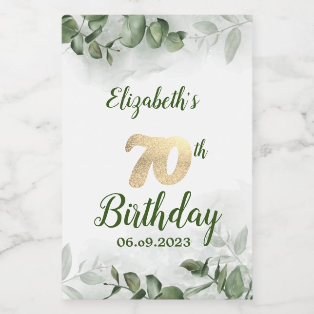 Aquarela Chic de Folhagem de Eucalipto Aniversário (Rótulo Único)