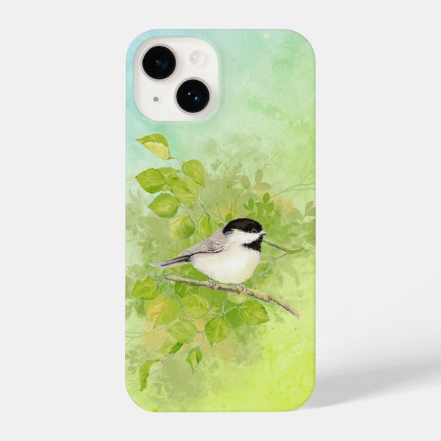 Aquarela Chickadee Bird Natureza (Verso)