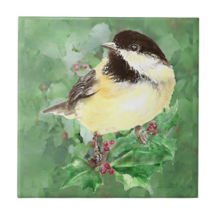 Aquarela Chickadee Bird Willife Art