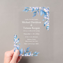 aquarela clássico casamento verde de inverno azul