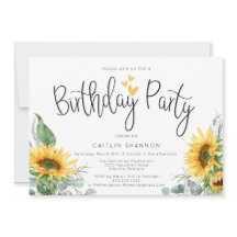 Aquarela Convite de aniversário girassol