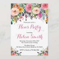 Aquarela da placa de Convite de festas de Hens Flo