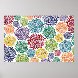 Aquarela Dahlia Flores Brilhantes Poster