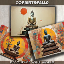 Aquarela de 3 Buda em meditação