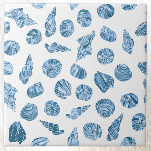 Aquarela de Conchas Marinhas Náuticas Costa Azul