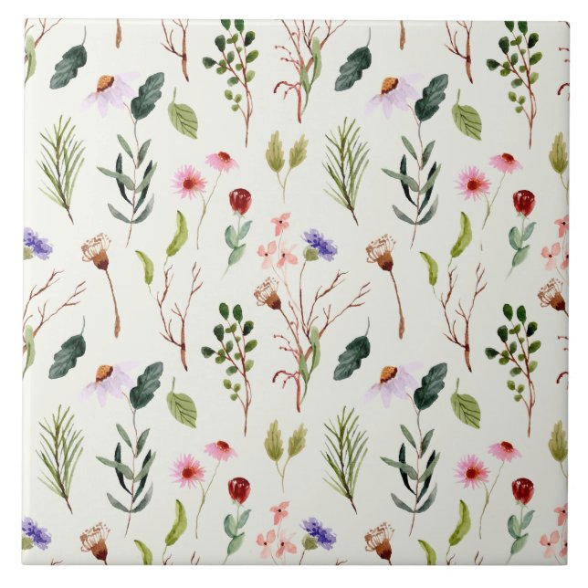 Aquarela de flores silvestres brancas e rosadas el (Frente)