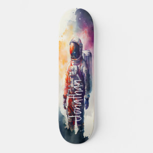Aquarela de Skate Astronauta de Marte
