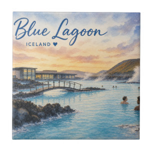 Aquarela do banho termal Blue Lagoon Islândia
