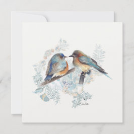 Aquarela do Casal Bluebird com Floral