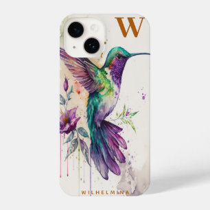 Aquarela Elegante Hummingbird Funny Monograma Nome