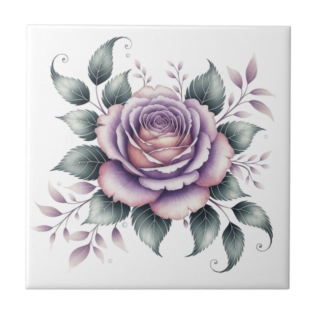 Aquarela elegante moderna bela rosa lavanda (Frente)