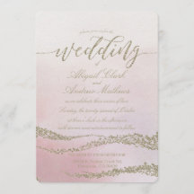 Aquarela Elegante no Convite para Casamento de Blu