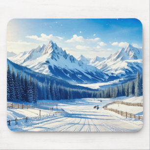 aquarela esportes invernais com mouse pad