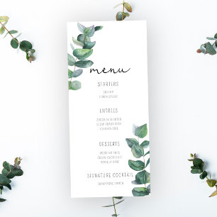 Aquarela Eucalipto - Menu de Casamento