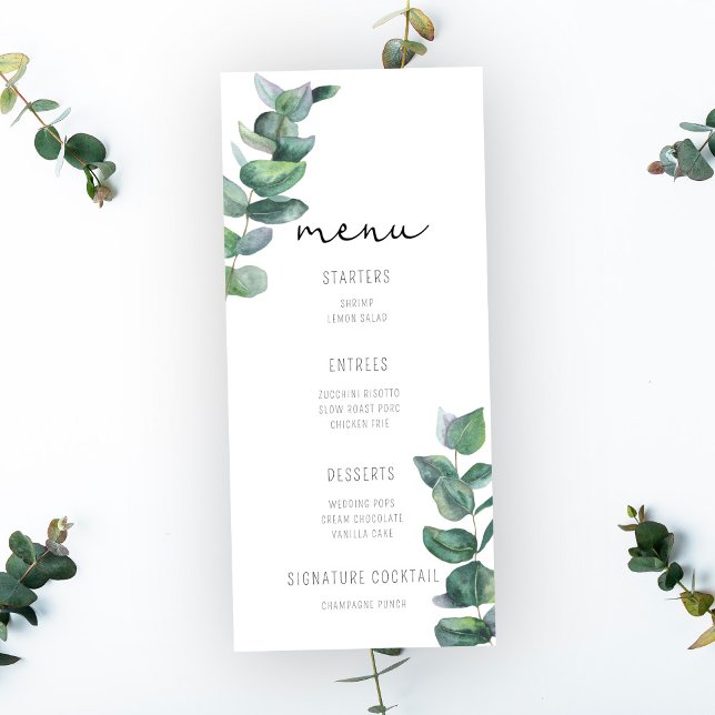 Aquarela Eucalipto - Menu de Casamento (Criador carregado)