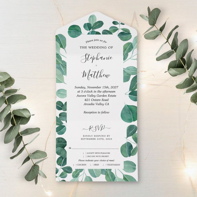 Aquarela Eucalyptus Deixa Casamento Botânico (Criador carregado)