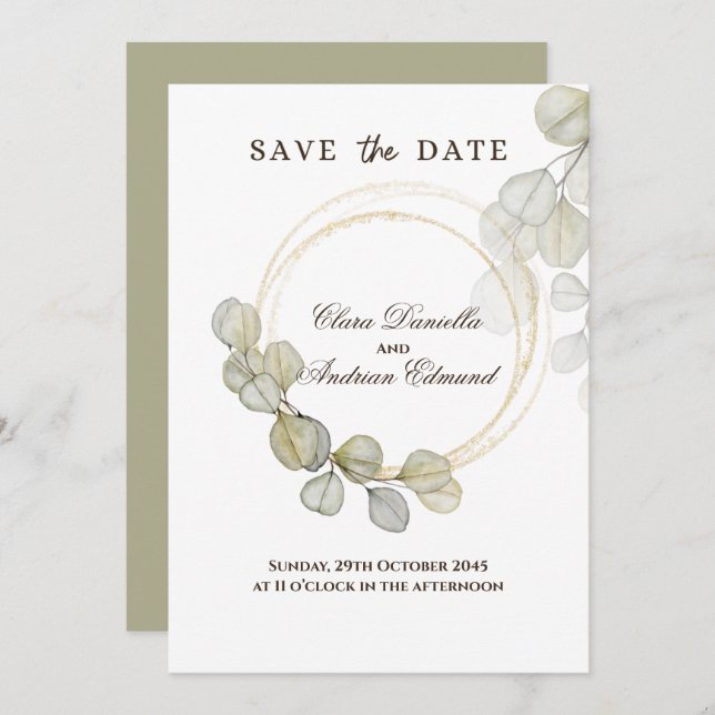 Aquarela Eucalyptus Salvar A Data (Frente/Verso)