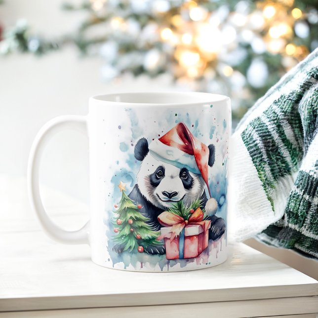 Aquarela Festivo Panda Panda Panda Pata Caneca (Criador carregado)