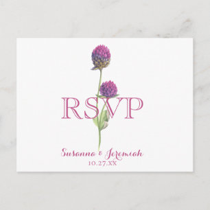 Aquarela Flor de Campo Rosa Opção de Menu RSVP Flo