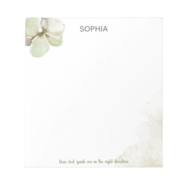 Aquarela Flor Deus me guia no Bloco de notas (Frente)