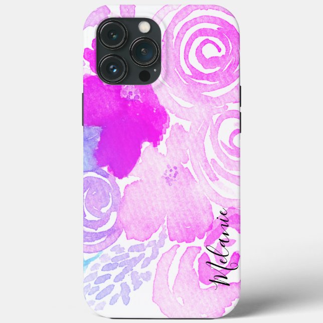 Aquarela Florais  Nome em Letra de Forma Rosa Bril (Verso)