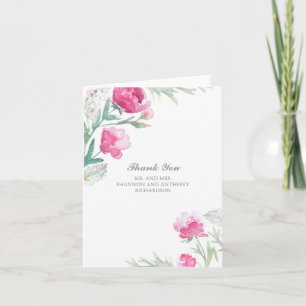 aquarela floral - agradecimento de casamento peôni