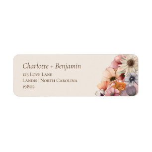 Aquarela Floral Bege Etiqueta de Resposta para Chá