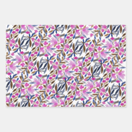 Aquarela Floral, Cor Azul Cor-De-Rosa,