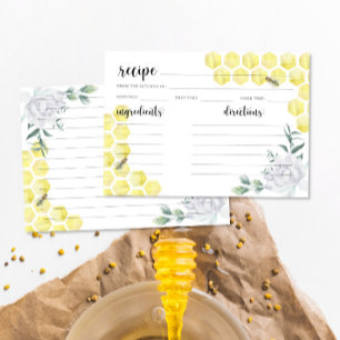Aquarela floral de abelha - cartão de receita