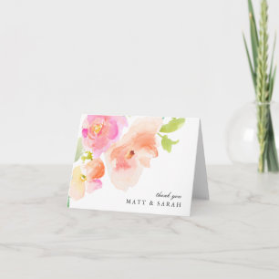 Aquarela Floral Elegante Cartões de agradeciment