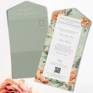 Aquarela Floral Elegante Casamento Tudo Em Um